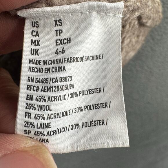 American Eagle Women's Wool Blend Open Crochet Knit Sweater Lt Brown Extra Small - Picture 3 of 9